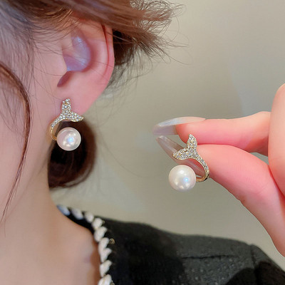 Korėjos vintažiniai perlų krištoliniai auskarai moterims papuošalai Aukštos klasės prabangūs cirkonio gėlių drugelių lapų moteriški auskarai su smeigtukais