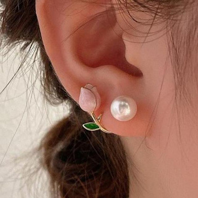 Korėjos vintažiniai perlų krištoliniai auskarai moterims papuošalai Aukštos klasės prabangūs cirkonio gėlių drugelių lapų moteriški auskarai su smeigtukais