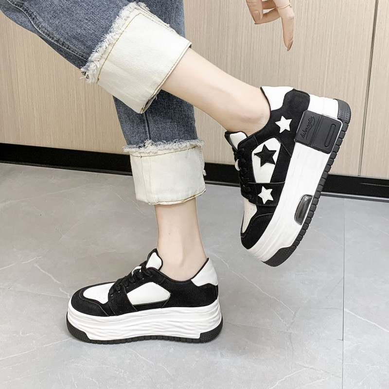 Rudeniniai moteriški laisvalaikio sportiniai bateliai žvaigždės riedlenčių treniruokliai bėgimo sportiniai bateliai teniso bateliai storapadžiai vaikščiojimo sportbačiai