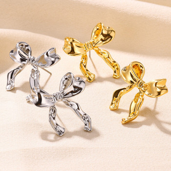 Златни обеци за жени Обеци за нокти с панделка Модни сладки бижута Аксесоари за пиърсинг на ушите Коледен подарък Aretes