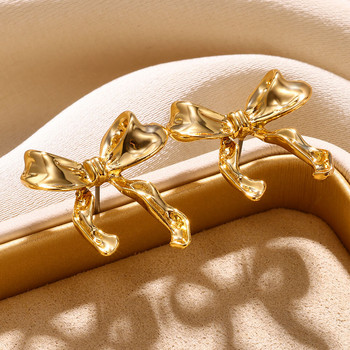 Χρυσό Χρώμα Σκουλαρίκια Γυναικεία Φιόγκος Σκουλαρίκια Νυχιών Μόδα Χαριτωμένα Κοσμήματα Αξεσουάρ Αυτιών Piercing Χριστουγεννιάτικο Δώρο Αρέτες