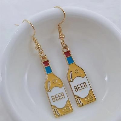 Vyno alaus auskarai, Mini maisto auskarai, Mini maisto papuošalai Rankų darbo papuošalai, Mini maisto papuošalai Dovanos vyno mėgėjams