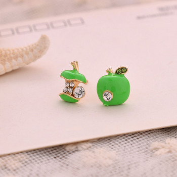 Χαριτωμένα σκουλαρίκια μήλα Γυναικεία Κόκκινο Πράσινο Ασύμμετρα Σκουλαρίκια σε σχήμα μήλου Creative Crystal Γυναικεία δώρο Αξεσουάρ αυτιών