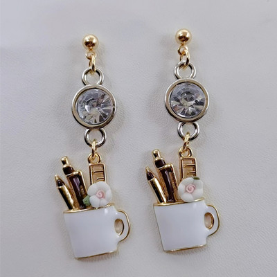 Νέα κρεμαστά σκουλαρίκια με στυλό σμάλτου μόδας Charm