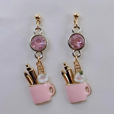 Νέα κρεμαστά σκουλαρίκια με στυλό σμάλτου μόδας Charm