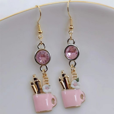 Νέα κρεμαστά σκουλαρίκια με στυλό σμάλτου μόδας Charm