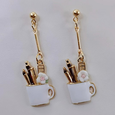 Νέα κρεμαστά σκουλαρίκια με στυλό σμάλτου μόδας Charm