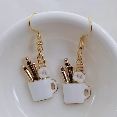 Νέα κρεμαστά σκουλαρίκια με στυλό σμάλτου μόδας Charm