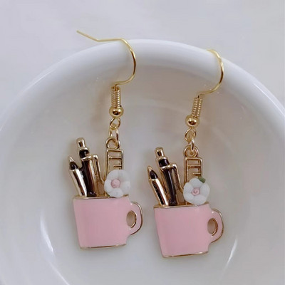 Νέα κρεμαστά σκουλαρίκια με στυλό σμάλτου μόδας Charm