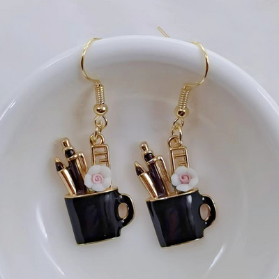 Νέα κρεμαστά σκουλαρίκια με στυλό σμάλτου μόδας Charm