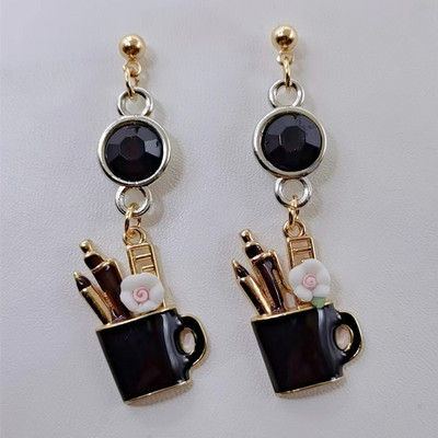 Νέα κρεμαστά σκουλαρίκια με στυλό σμάλτου μόδας Charm