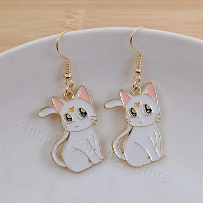 Moderni, ar rokām darināti vienkārša dizaina zivs asaku kulonu auskari emaljas zivju asaku kaķa asimetriski jauki kulonu auskari