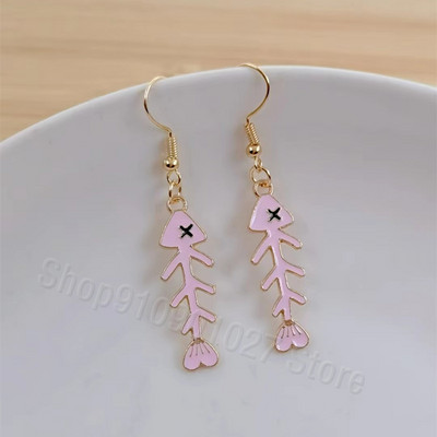 Moderni, ar rokām darināti vienkārša dizaina zivs asaku kulonu auskari emaljas zivju asaku kaķa asimetriski jauki kulonu auskari