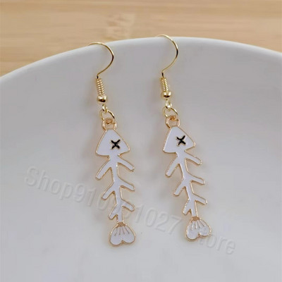 Moderni, ar rokām darināti vienkārša dizaina zivs asaku kulonu auskari emaljas zivju asaku kaķa asimetriski jauki kulonu auskari