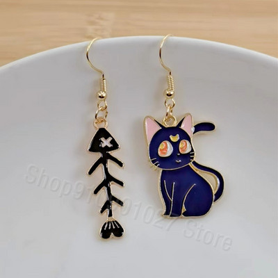 Moderni, ar rokām darināti vienkārša dizaina zivs asaku kulonu auskari emaljas zivju asaku kaķa asimetriski jauki kulonu auskari