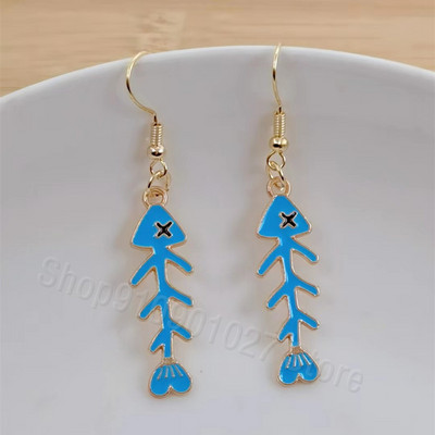 Moderni, ar rokām darināti vienkārša dizaina zivs asaku kulonu auskari emaljas zivju asaku kaķa asimetriski jauki kulonu auskari