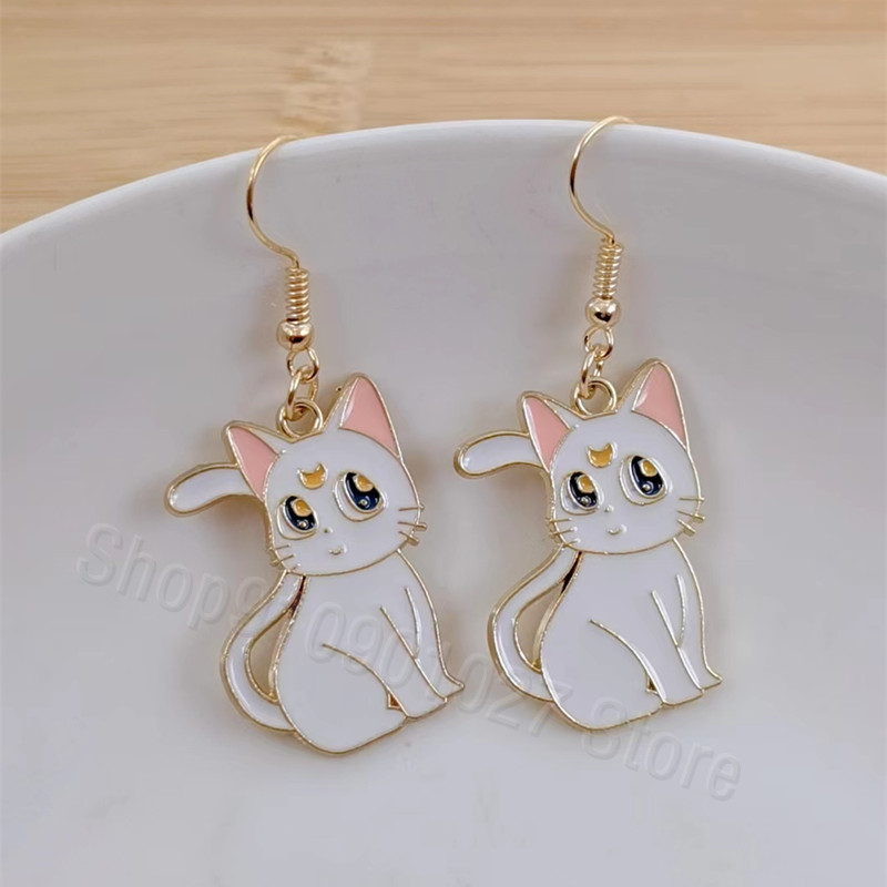 Moderni, ar rokām darināti vienkārša dizaina zivs asaku kulonu auskari emaljas zivju asaku kaķa asimetriski jauki kulonu auskari