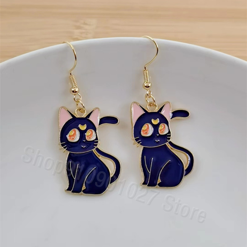 Moderni, ar rokām darināti vienkārša dizaina zivs asaku kulonu auskari emaljas zivju asaku kaķa asimetriski jauki kulonu auskari