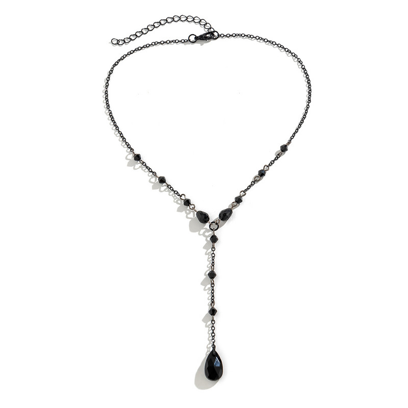 Goth Black Water Drop Crystal Prsa Lančić Ogrlica za Žene Ogrlice Vintage Seksi Veza Choker Y2K Halloween Jewelry Dodaci