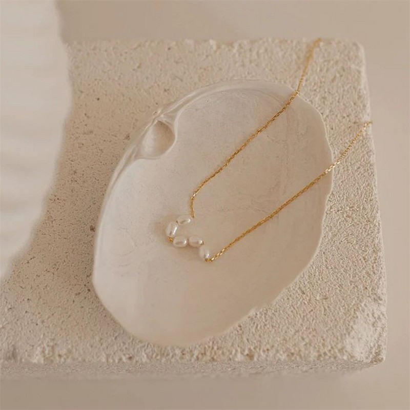 Karsts dabīgs saldūdens Pērļu kulons Choker Kaklarotas Rotaslietas 316 l nerūsējošā tērauda zelta krāsa piekariņi Kaklarota Sieviešu ballīte2022