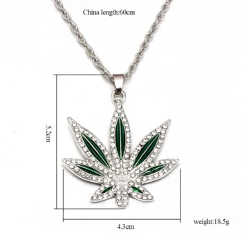 Rhinestone Weed Κρεμαστό Κολιέ Ανδρικά Κολιέ με φύλλα σφενδάμου Χρυσό χρώμα Αλυσίδες για αγόρια Ανδρικά κοσμήματα Steampunk