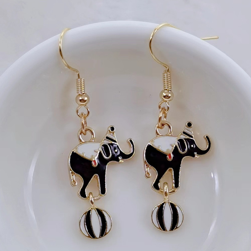 Naujas mados cirko dramblys meškiukas rutulinis emalis žavesio lydinio pakabukas auskarai madingi papuošalai priedai