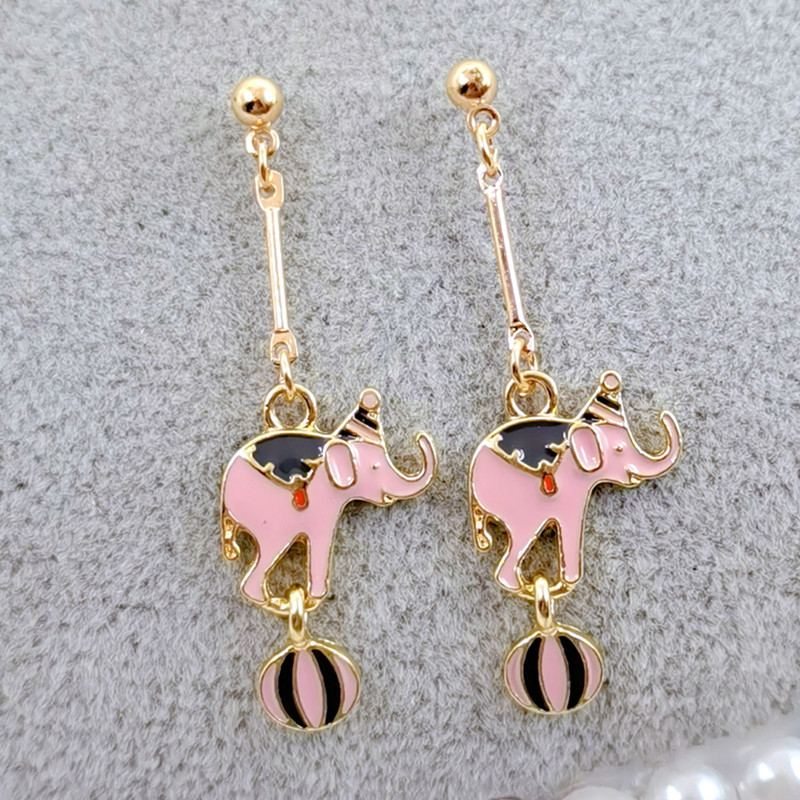 Naujas mados cirko dramblys meškiukas rutulinis emalis žavesio lydinio pakabukas auskarai madingi papuošalai priedai