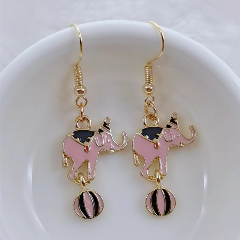 Naujas mados cirko dramblys meškiukas rutulinis emalis žavesio lydinio pakabukas auskarai madingi papuošalai priedai