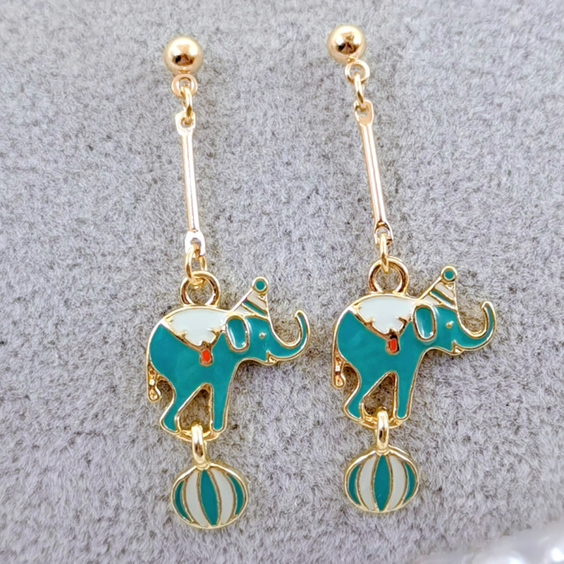 Naujas mados cirko dramblys meškiukas rutulinis emalis žavesio lydinio pakabukas auskarai madingi papuošalai priedai