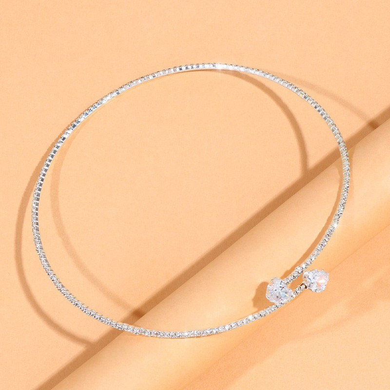 Modes Rhinestone Heart Collar Choker kaklarota sievietēm Vienkārša atvērta apkakle kaklarota Torques Juvelierizstrādājumu aksesuāri