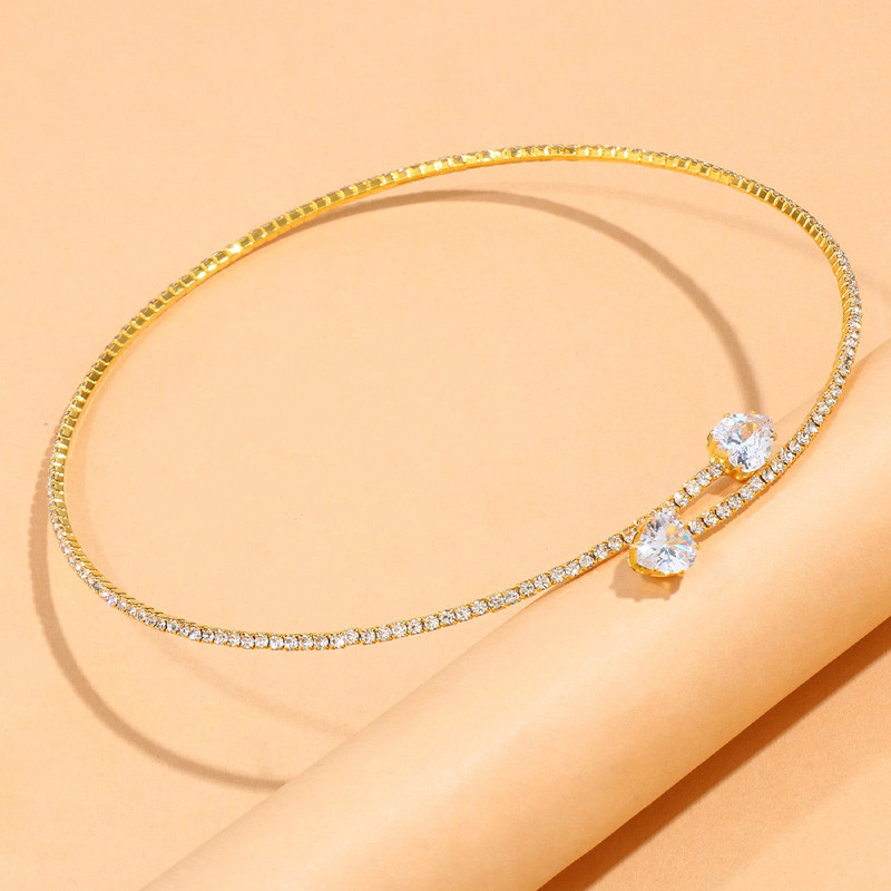 Modes Rhinestone Heart Collar Choker kaklarota sievietēm Vienkārša atvērta apkakle kaklarota Torques Juvelierizstrādājumu aksesuāri