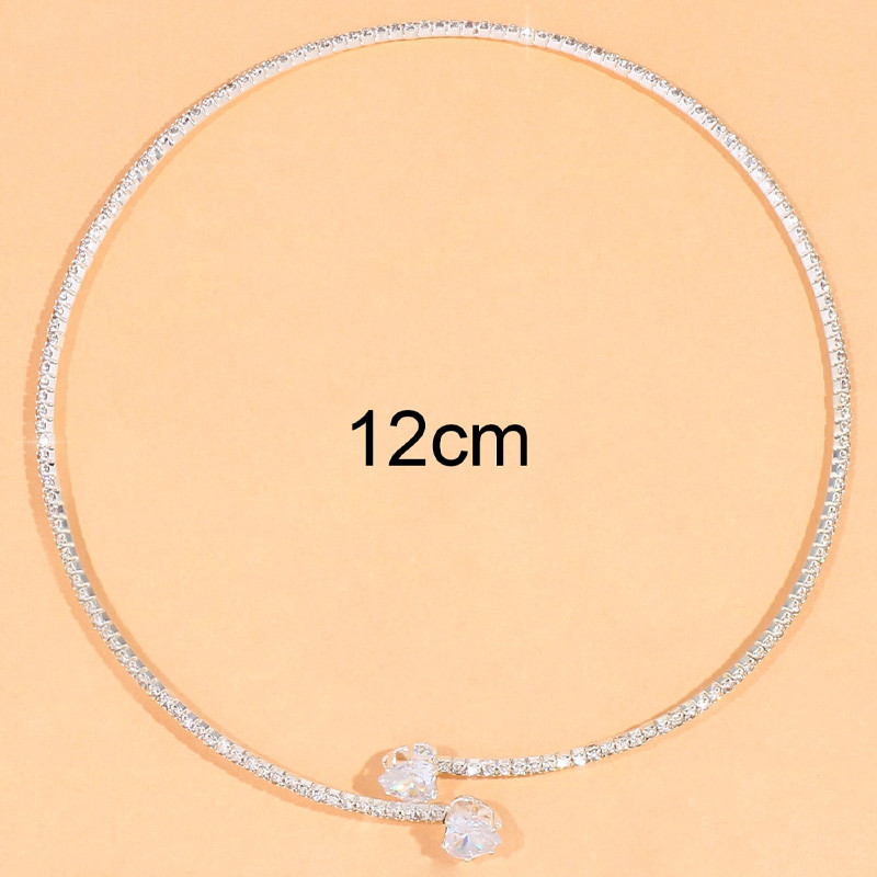Modes Rhinestone Heart Collar Choker kaklarota sievietēm Vienkārša atvērta apkakle kaklarota Torques Juvelierizstrādājumu aksesuāri
