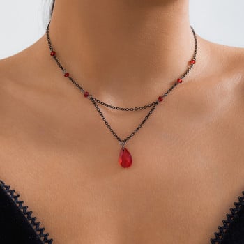 Ingemark Многослойна черна водна капка Crystal Pendant Choker Колие Дамски нашийници Vintage Link Choker Y2K Аксесоари за бижута