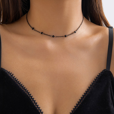 Ingemark daugiasluoksniai juodi vandens lašai, krištoliniai pakabukai, kaklo papuošalai, moteriški apykaklės Vintage Link Choker Y2K papuošalų priedai