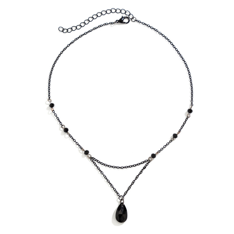Ingemark daugiasluoksniai juodi vandens lašai, krištoliniai pakabukai, kaklo papuošalai, moteriški apykaklės Vintage Link Choker Y2K papuošalų priedai