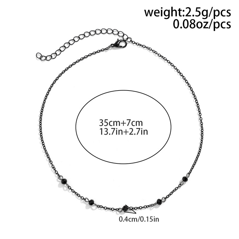 Lacteo Minimalism Crystal Beads Κολιέ με αλυσίδα με μπάλα για γυναίκες Απλή μαύρη αλυσίδα τσόκερ κοσμήματα γιακά κορίτσια γάμου