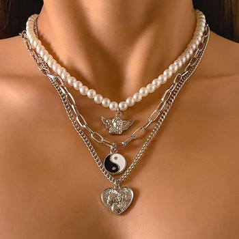 YWZIXLN Trend Κομψό Κοσμήματα Γάμου Πολυστρωματικό μαργαριταρένιο κολιέ για γυναίκες μόδας λευκό μαργαριτάρι κολιέ τσόκερ N0323