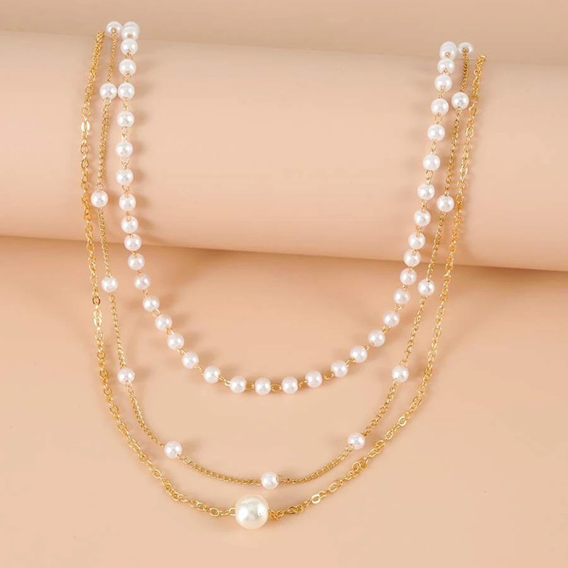 YWZIXLN Trend Elegant Jewelry Vestuviniai daugiasluoksniai perlų vėriniai moterims Madingi balti perlų imitacijos kaklo karoliai N0323