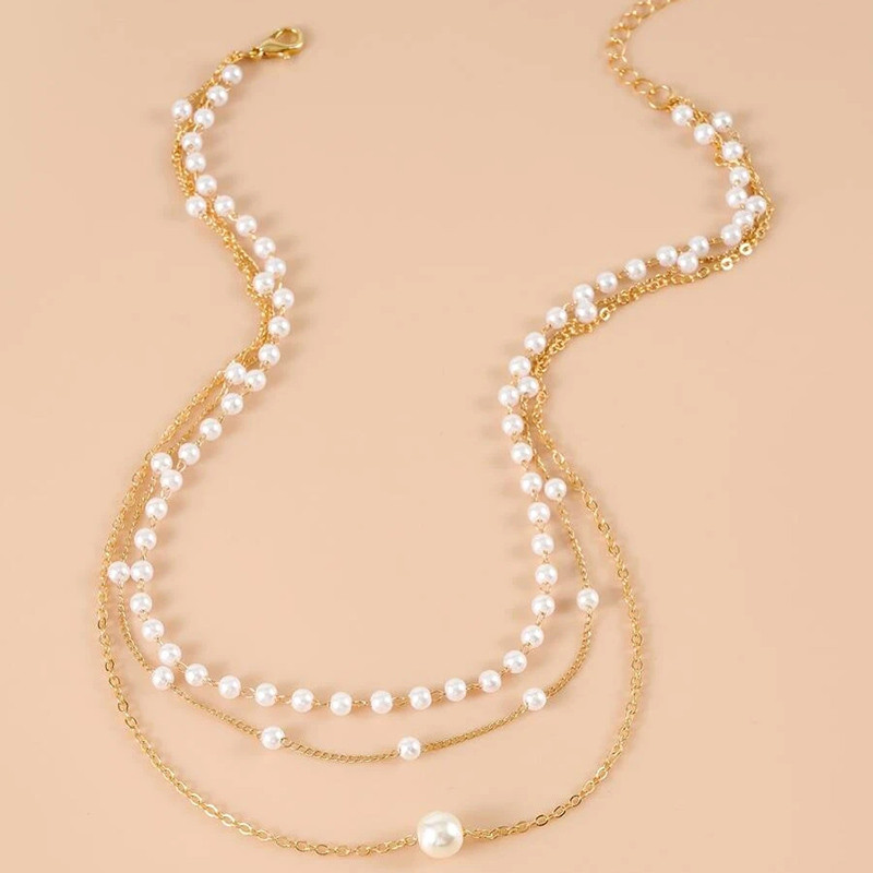 YWZIXLN Trend Elegant Jewelry Vestuviniai daugiasluoksniai perlų vėriniai moterims Madingi balti perlų imitacijos kaklo karoliai N0323