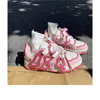 2023 Γυναικεία παπούτσια με χαμηλά γράμματα συνονθύλευμα Γυναικεία πάνινα παπούτσια Επίπεδη πλατφόρμα Μόδα Skateboard Παπούτσια μικτών χρωμάτων Students Chic Mujer