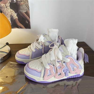 2023 m. Moteriški žemo viršaus raidžių raštai, moteriški sportbačiai plokščia platforma, madingi riedlenčių batai, mišrių spalvų studentai, prašmatnus mujer