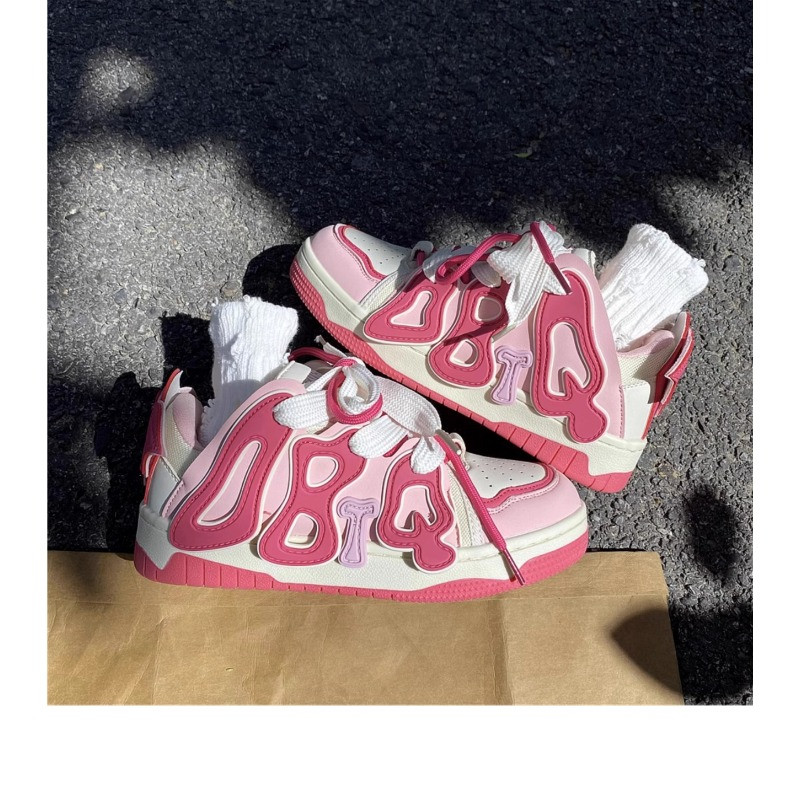 2023 m. Moteriški žemo viršaus raidžių raštai, moteriški sportbačiai plokščia platforma, madingi riedlenčių batai, mišrių spalvų studentai, prašmatnus mujer