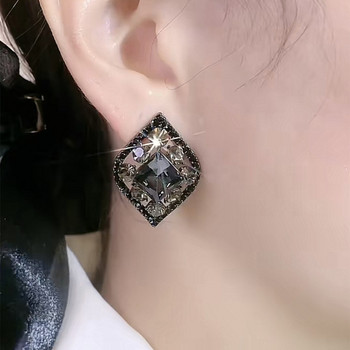 Mysterious Charm Μαύρα σκουλαρίκια κρύσταλλο Ρόμβος Γυναικεία Προσωπικότητα Αξεσουάρ μόδας Κοσμήματα για πάρτι Δώρα επετείου γενεθλίων
