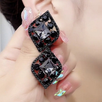 Mysterious Charm Μαύρα σκουλαρίκια κρύσταλλο Ρόμβος Γυναικεία Προσωπικότητα Αξεσουάρ μόδας Κοσμήματα για πάρτι Δώρα επετείου γενεθλίων
