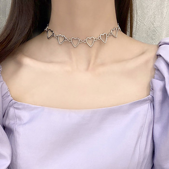 Κοίλο Κορεάτικο γλυκό χαριτωμένο Love Statement Heart Chain Collar Κοσμήματα Choker Κολιέ για φίλη γυναίκες Δώρο Cosplay