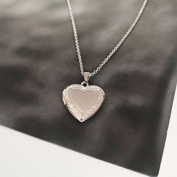 1 τεμ. Small & Medium Heart Κορνίζα Κρεμαστό κολιέ από ανοξείδωτο ατσάλι Γούρια Κολιέ με μανταλάκια Γυναικεία κοσμήματα μνήμης