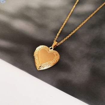 1 τεμ. Small & Medium Heart Κορνίζα Κρεμαστό κολιέ από ανοξείδωτο ατσάλι Γούρια Κολιέ με μανταλάκια Γυναικεία κοσμήματα μνήμης