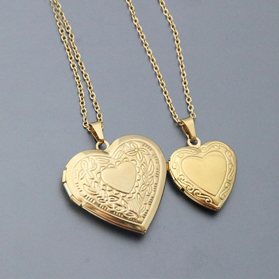 1 τεμ. Small & Medium Heart Κορνίζα Κρεμαστό κολιέ από ανοξείδωτο ατσάλι Γούρια Κολιέ με μανταλάκια Γυναικεία κοσμήματα μνήμης