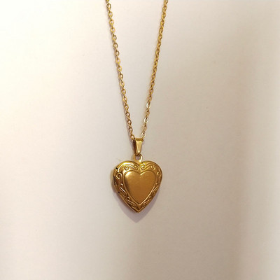 1 τεμ. Small & Medium Heart Κορνίζα Κρεμαστό κολιέ από ανοξείδωτο ατσάλι Γούρια Κολιέ με μανταλάκια Γυναικεία κοσμήματα μνήμης