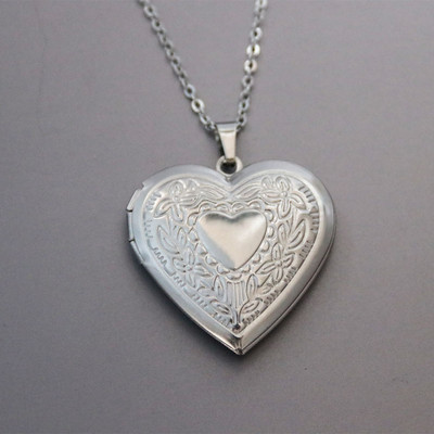 1 τεμ. Small & Medium Heart Κορνίζα Κρεμαστό κολιέ από ανοξείδωτο ατσάλι Γούρια Κολιέ με μανταλάκια Γυναικεία κοσμήματα μνήμης